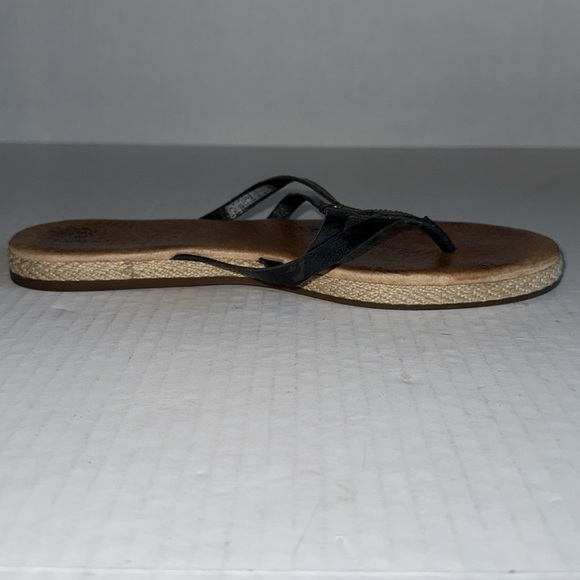 Ugg Black Leather Straps And Jute Flip Flop Sandals - Picture 4 of 12